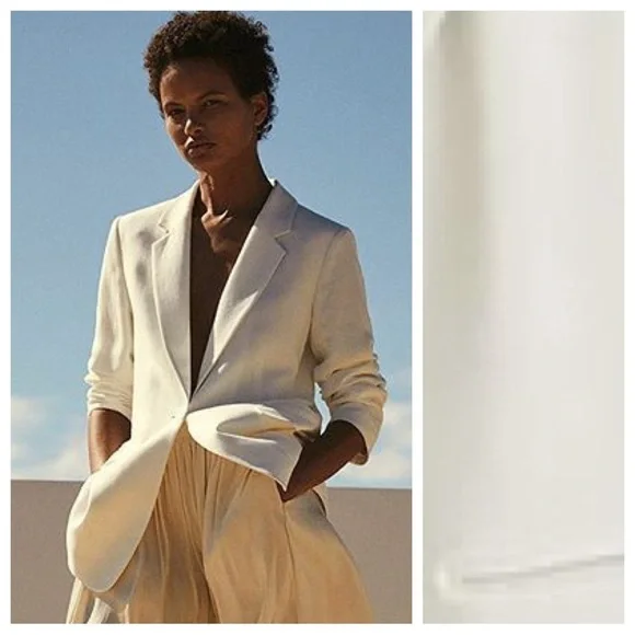 NWT. Massimo Dutti Limited Edition Off White Wool/Viscose Suit Blazer. Size 2.